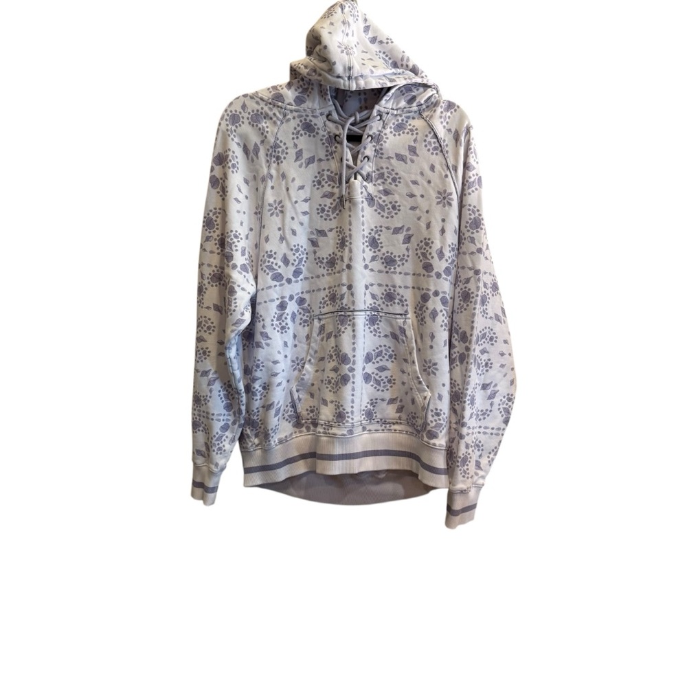 SER.O.YA White and Lilac Patterned Cotton Hoodie sz L